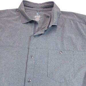 Kuhl Mens XL Gray Check Short Sleeve Button Down Shirt Outdoor Hiking